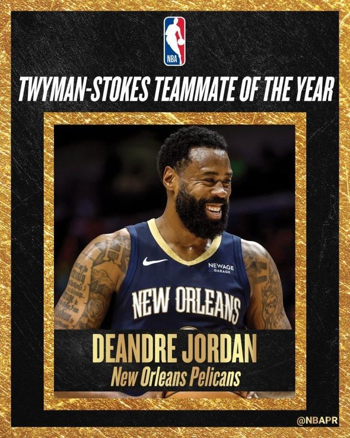 NBA官方：37岁小乔丹获年度最佳队友奖 8分优势险胜霍勒迪